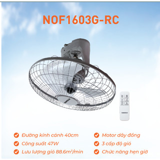 Quạt trần đảo nanoco nof1603g-rc có remote điều khiển - 100% chính hãng