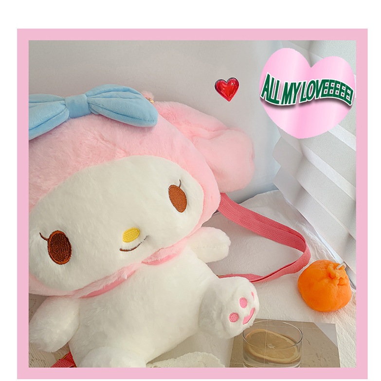 Balo Gấu bông nhồi bông Cinamoroll, Thỏ hồng Melody, Pikachu, Kuromi Size Lớn siêu đáng yêu