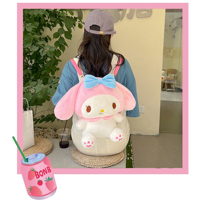 Balo Gấu bông nhồi bông Cinamoroll, Thỏ hồng Melody, Pikachu, Kuromi Size Lớn siêu đáng yêu