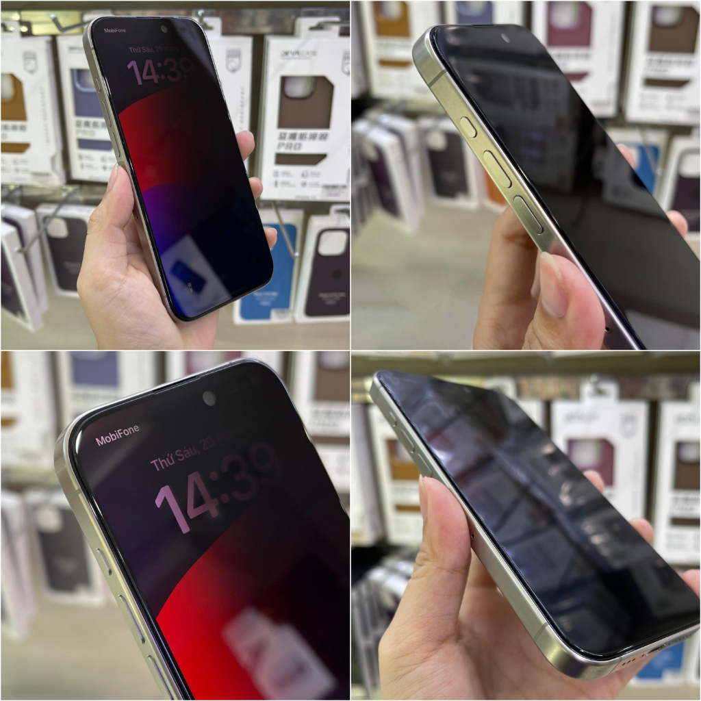 KÍNH CƯỜNG LỰC CHỐNG NHÌN TRỘM IPHONE 15 PRO MAX - 15 PRO - 15 PLUS - 15 ANANK VIỀN 2.5D CHÍNH HÃNG