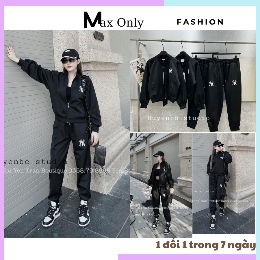 Set nữ gồm áo khoác hoodie và quần nỉ, bộ đồ nỉ thu đông nữ đẹp MAX ONLY