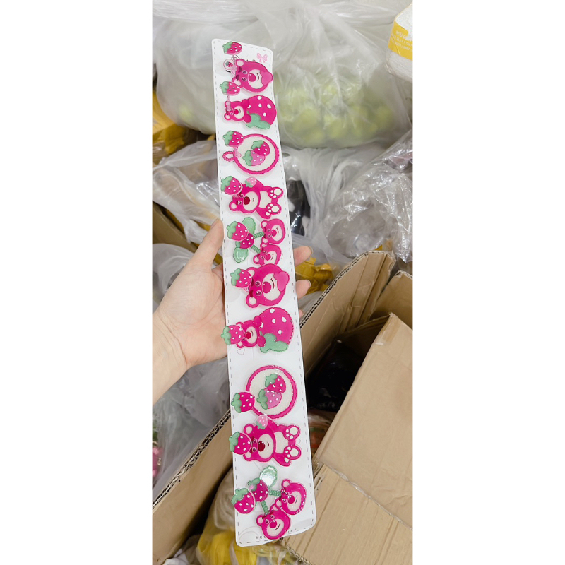 Sỉ 1 dây 10 kẹp tóc lò xo rung rinh gấu dâu các mẫu