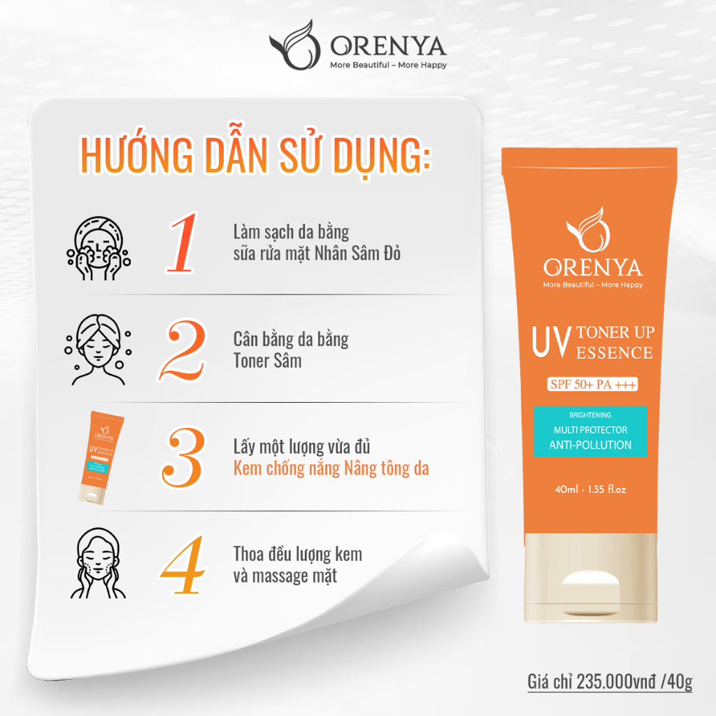 Kem chống nắng nâng tông da SPF 50 PA+++ Toner Up UV Essence ORENYA