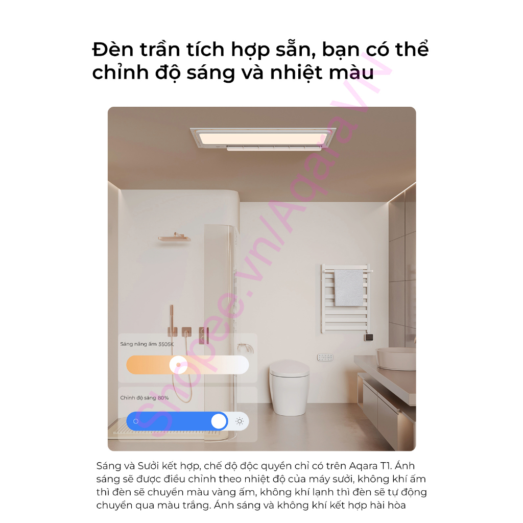 Máy sưởi phòng tắm Aqara T1 Smart Heater tích hợp Đèn sưởi thông minh, Quạt sưởi điều khiển qua App, Tương thích HomeKit