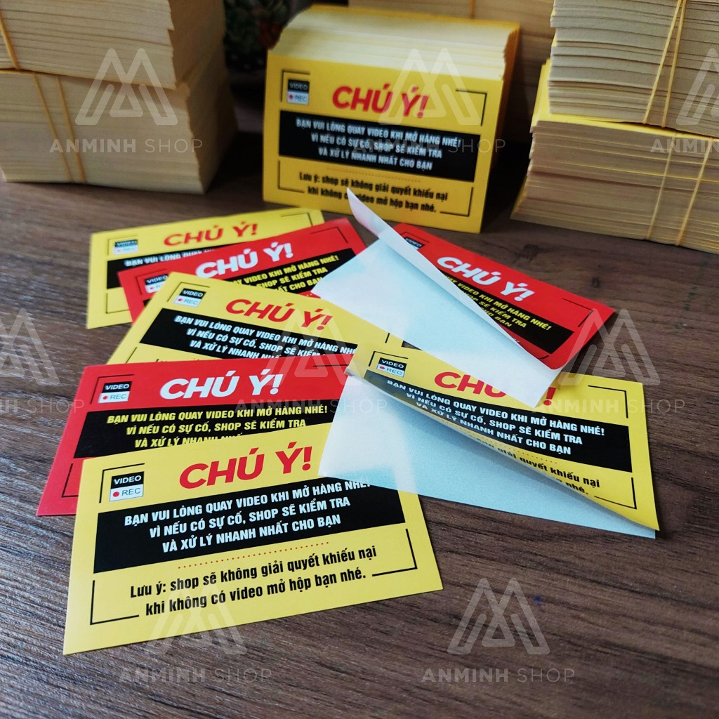 Combo 100 Tem Decal Quay Clip Trước Khi Mở Hàng - Tem Chú Ý - MSP AM00015