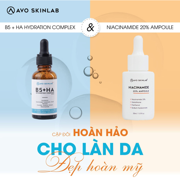 Serum Tinh Chất B5+HA AVO SKINLAB Hydration Complex 30ml - Giúp Tái Tạo, Phục Hồi Da, Tăng Đàn Hồi, Da Căng Bóng