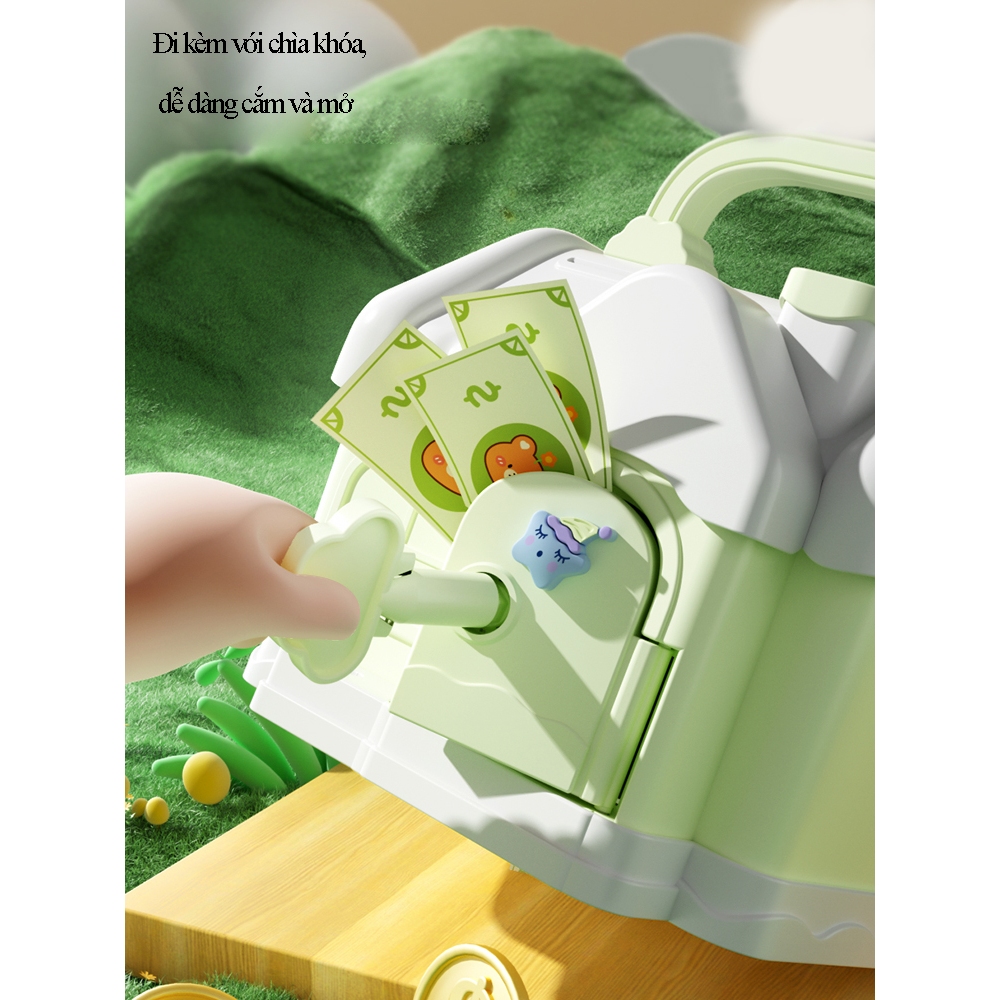 Hộp đựng tiền tiết kiệm, két sắt mini hình ngôi nhà có khóa dễ thương cho bé, mẫu mới năm 2023