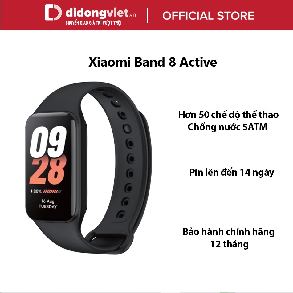 Vòng đeo tay thông minh Xiaomi Band 8 Active - Hỗ trợ hơn 50 chế độ thể thao, Chống nước 5ATM, Pin lên đến 14 ngày