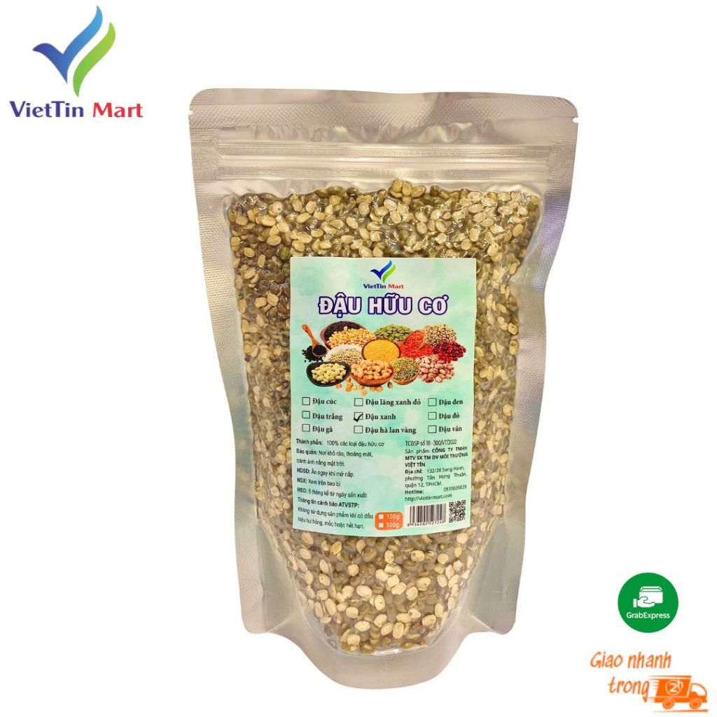 Đậu Xanh Vỡ Đôi Còn Vỏ Viettin Mart 500Gr