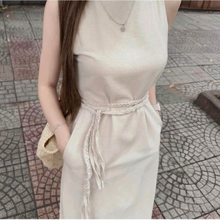 Đầm suông dài vải linen dáng dài tết eo