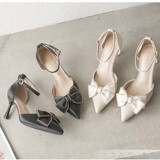 Giày cao gót quai nơ xích gót nhọn 7 phân Mã TH117