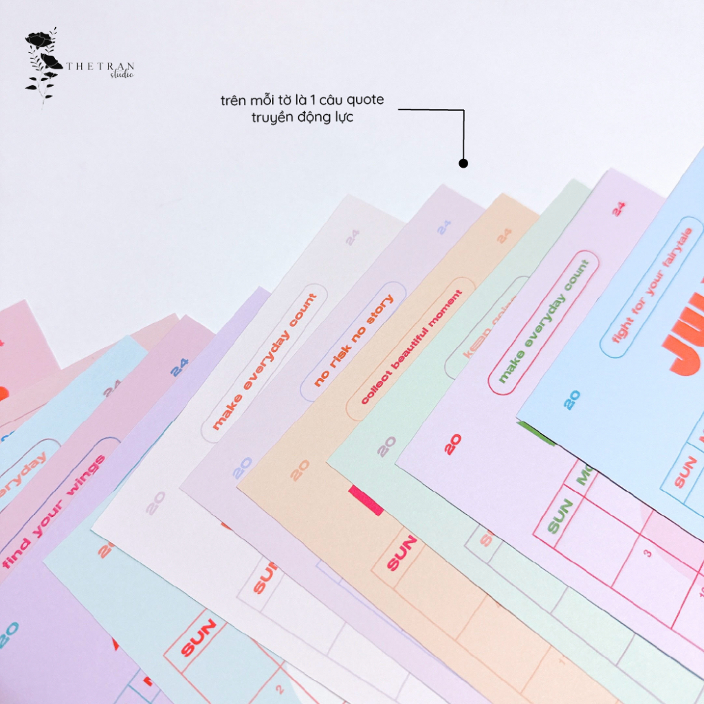 Lịch 2024 kế hoạch dán tường tối giản / 2024 minimal calendar / thetranstudio