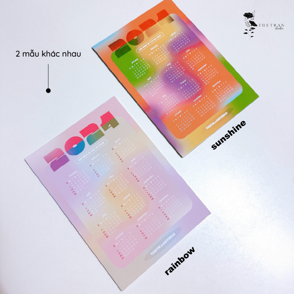 Lịch 2024 kế hoạch dán tường tối giản / 2024 minimal calendar / thetranstudio