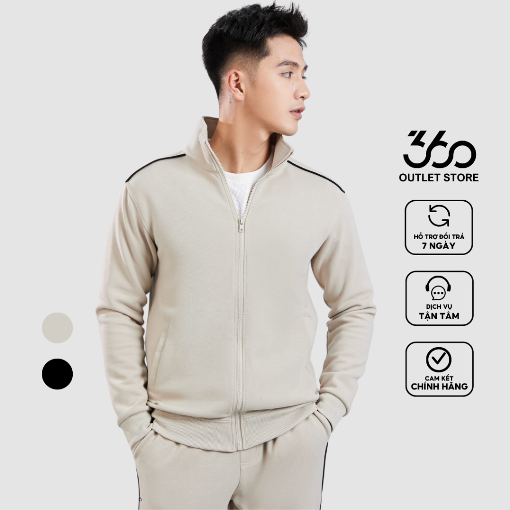 Áo khoác nỉ dài tay phối màu thương hiệu 360 Boutique giữ nhiệt tiện lợi chất liệu cao cấp - KNKTK402