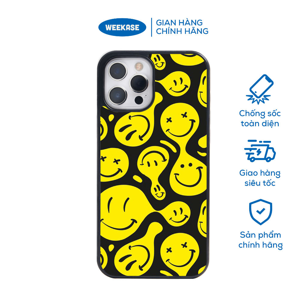 Ốp lưng iPhone viền đen, trắng chống sốc chống va đập Weekase in hình Melting Happy Smile - Màu in cực bền