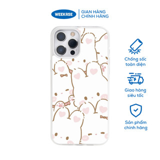 Ốp lưng iPhone viền đen, trắng chống sốc chống va đập Weekase in hình Thỏ Trắng Cute - Màu in cực bền