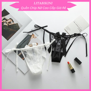 Quần Lót Nữ Sexy Ren Lọt Khe Mẫu Buộc Sườn Họa Tiết Nơ Sau Cao Cấp - R35
