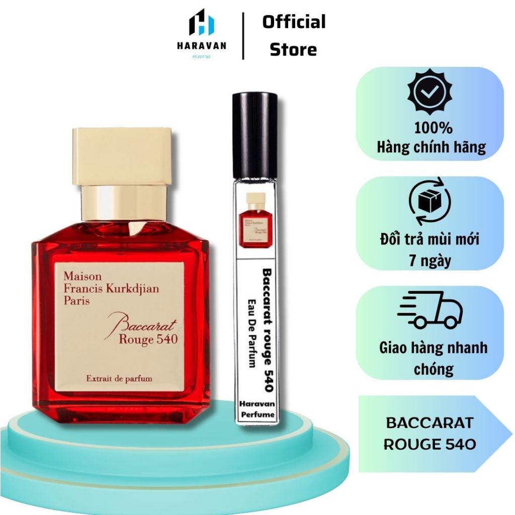 Nước hoa Baccarat Rouge 540 thơm lâu chính hãng – Nước hoa nữ chiết 10ml lưu hương lâu sang trọng - Haravan Perfume