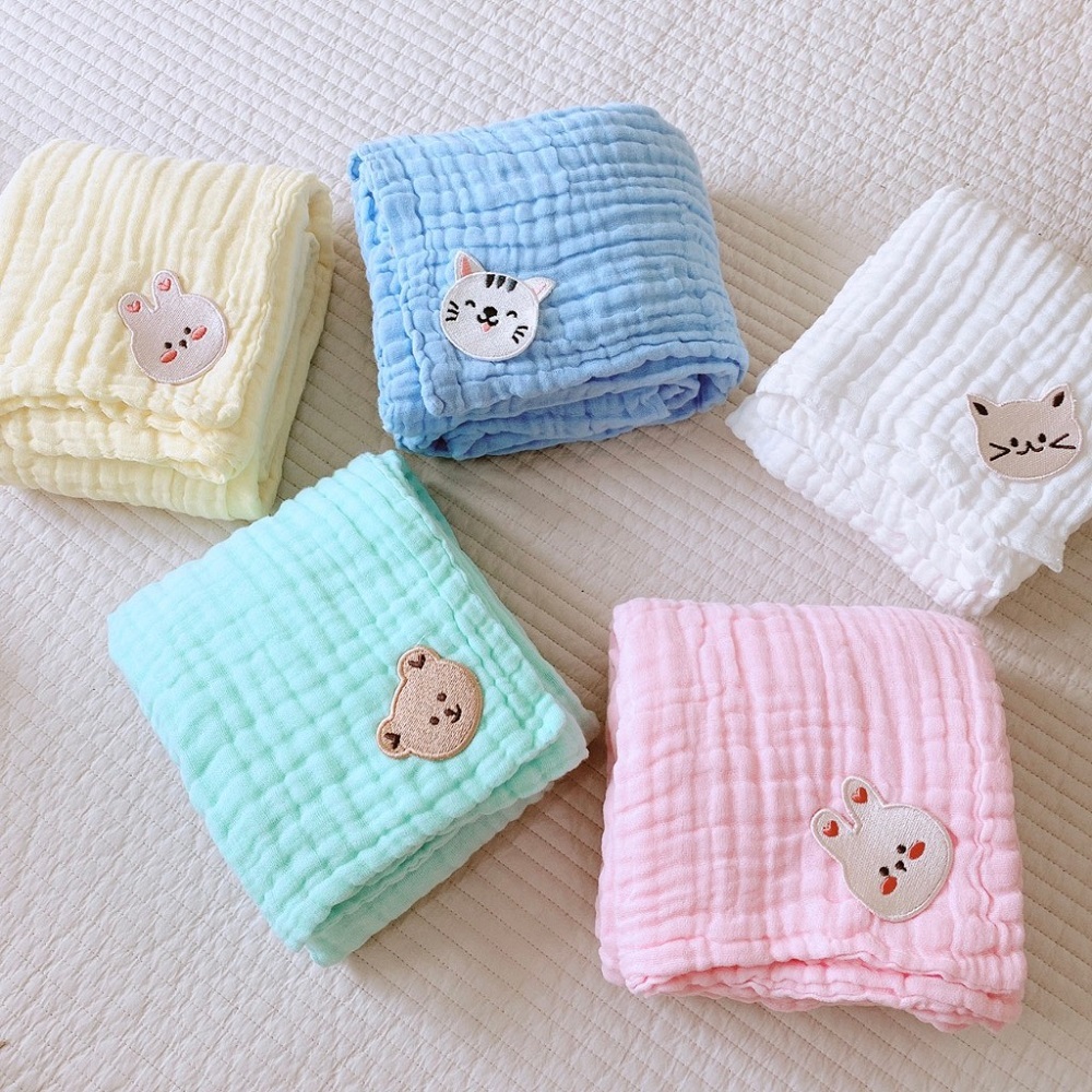 Khăn tắm cho bé chất xô nhăn 6 lớp Monona mềm mại, thấm hút tốt, màu xinh xắn