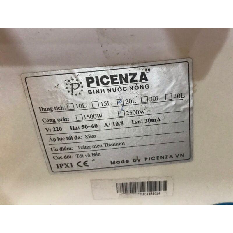 Bình Nước Nóng Picenza 15 Lít