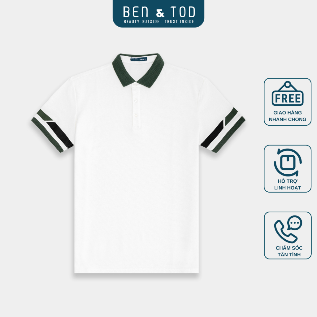 Áo polo nam BEN & TOD R1300BB136 vải thun cotton 100%, nam tính, chỉnh chu, sang trọng, thanh lịch OUTLET 259