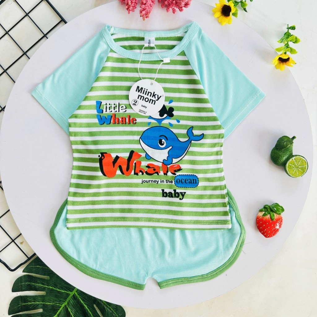 Bộ Cộc Tay THUN LẠNH MINKY MOM in hình thú dễ thương cho Bé