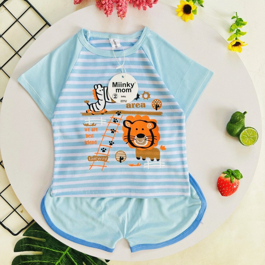 Bộ Cộc Tay THUN LẠNH MINKY MOM in hình thú dễ thương cho Bé