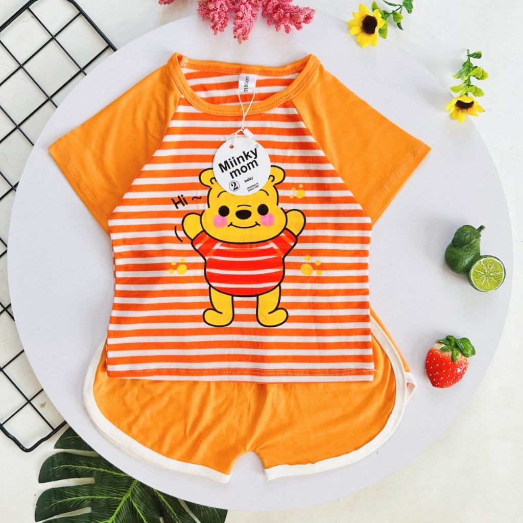 Bộ Cộc Tay THUN LẠNH MINKY MOM in hình thú dễ thương cho Bé