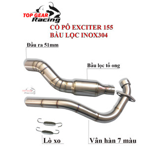 Cổ Pô Exciter 155 VVA Bầu Tổ Ong 2 Khúc Kèm Lò Xo Inox 304 Lắp NHƯ ZIN <TOPGEAR>