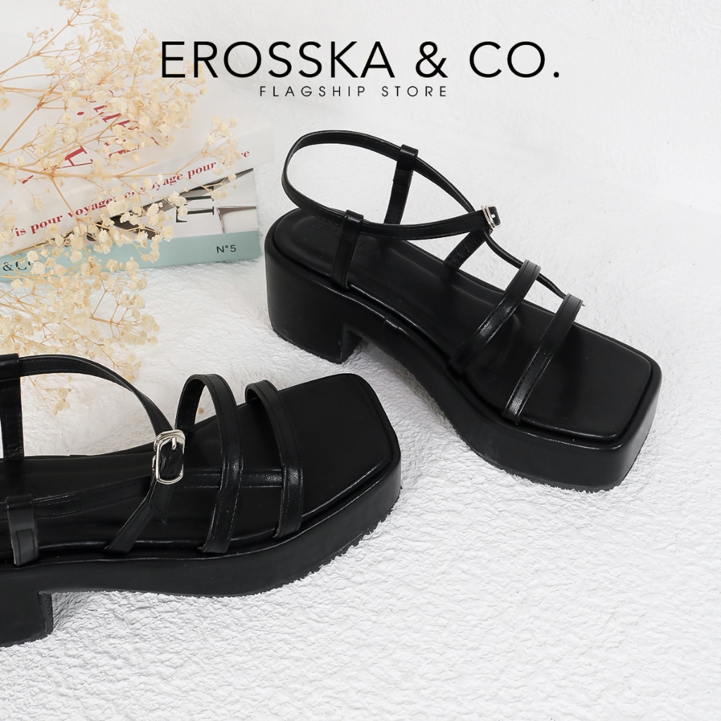 [Mã AFSOS10 - giảm 50K đơn từ 50K] Erosska - Giày sandal cao gót nữ đế xuồng kiểu dáng đơn giản màu nude - SB031