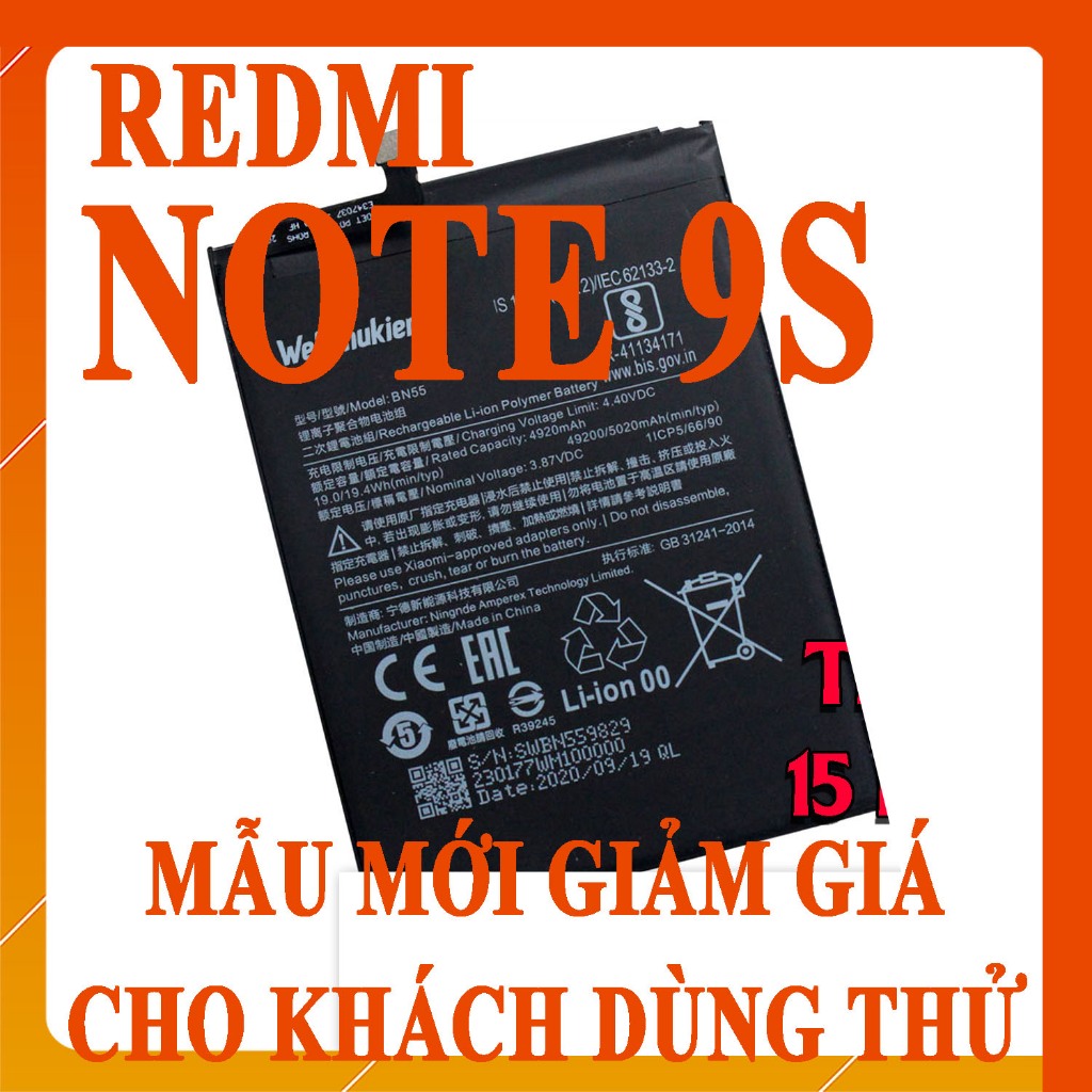 Pin Scud cho Xiaomi Redmi Note 9S - BN55 dung lượng 5020mAh