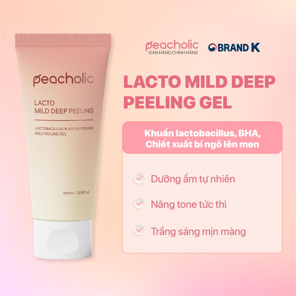 Gel Tẩy Da Chết PEACHOLIC Lacto Mild Deep Peeling Gel 100ml