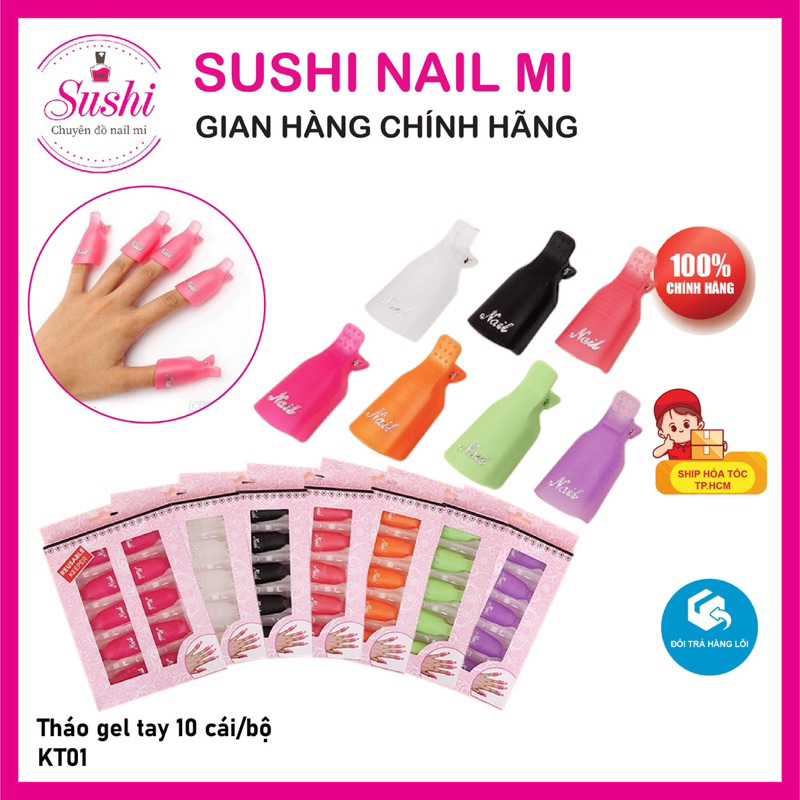 Kẹp ủ tháo gel móng tay, móng chân nhựa bền nhiều mẫu - Sushi nail mi