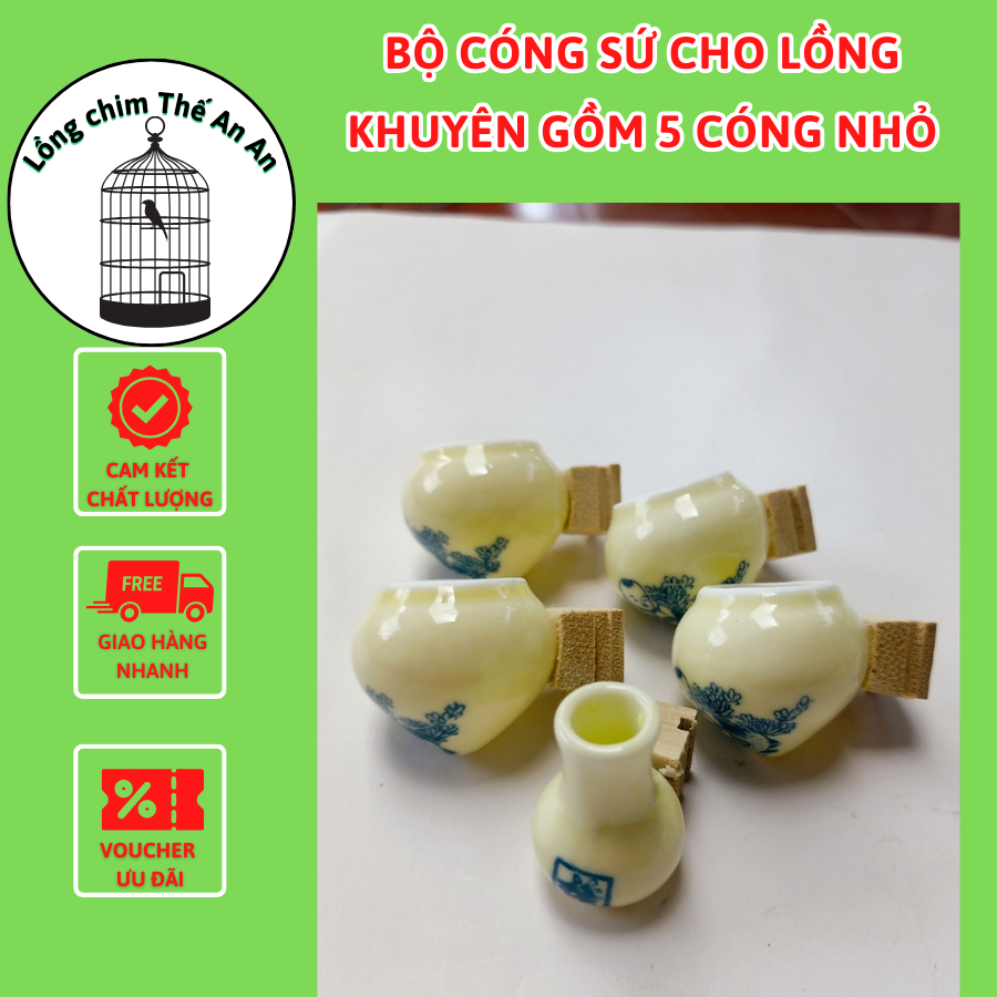 Cóng Sứ Tai Tre Trơn Dành Cho Chim Khuyên Hút Mật 5M Giá Rẻ - Lồng chim Thế An An