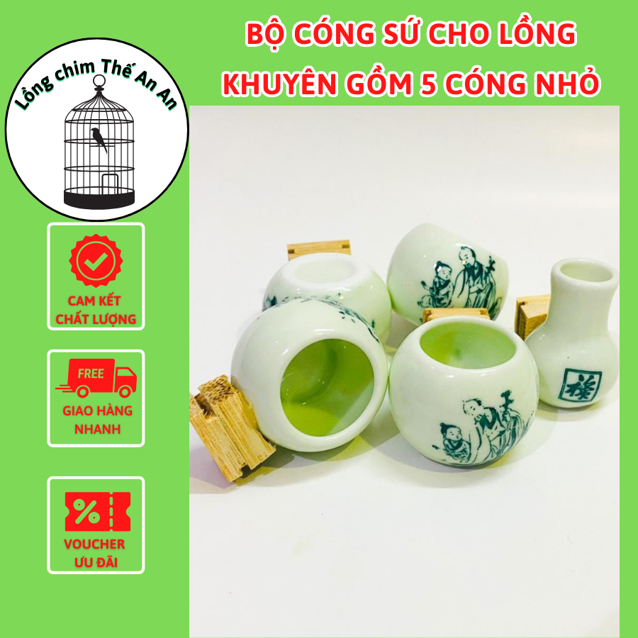 Cóng Sứ Tai Tre Trơn Dành Cho Chim Khuyên Hút Mật 5M Giá Rẻ - Lồng chim Thế An An
