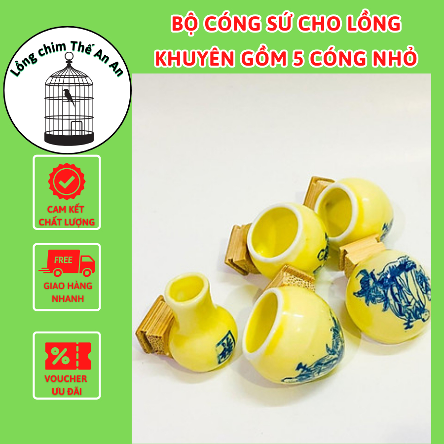 Cóng Sứ Tai Tre Trơn Dành Cho Chim Khuyên Hút Mật 5M Giá Rẻ - Lồng chim Thế An An
