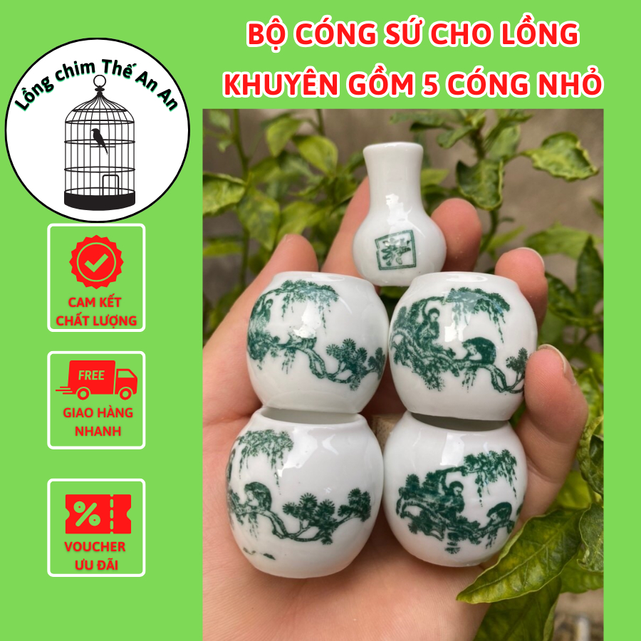 Cóng Sứ Tai Tre Trơn Dành Cho Chim Khuyên Hút Mật 5M Giá Rẻ - Lồng chim Thế An An