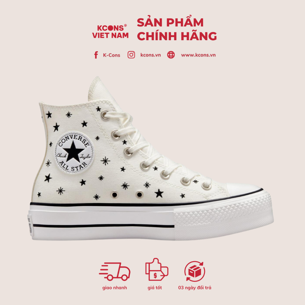 Giày Converse Chuck All Star Platform Crystal Energy WHITE Cổ Cao A03724C