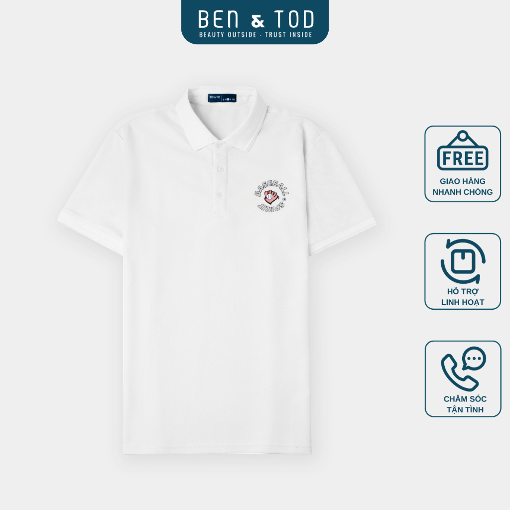 Áo thun polo nam BEN & TOD R1300BB168 cotton họa tiết trẻ trung, năng động, thanh lịch, đứng form OUTLET 289