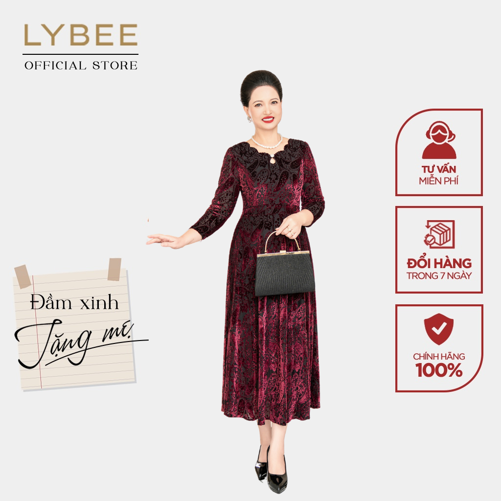 Đầm trung niên LYBEE LV883 chất chung cao cấp sang trọng cho mẹ đi tiệc