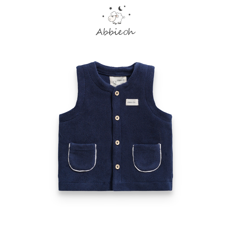 Áo gile lông cừu cho bé ABBIEOH phối túi phong cách Hàn Quốc 0-3 tuổi GL571