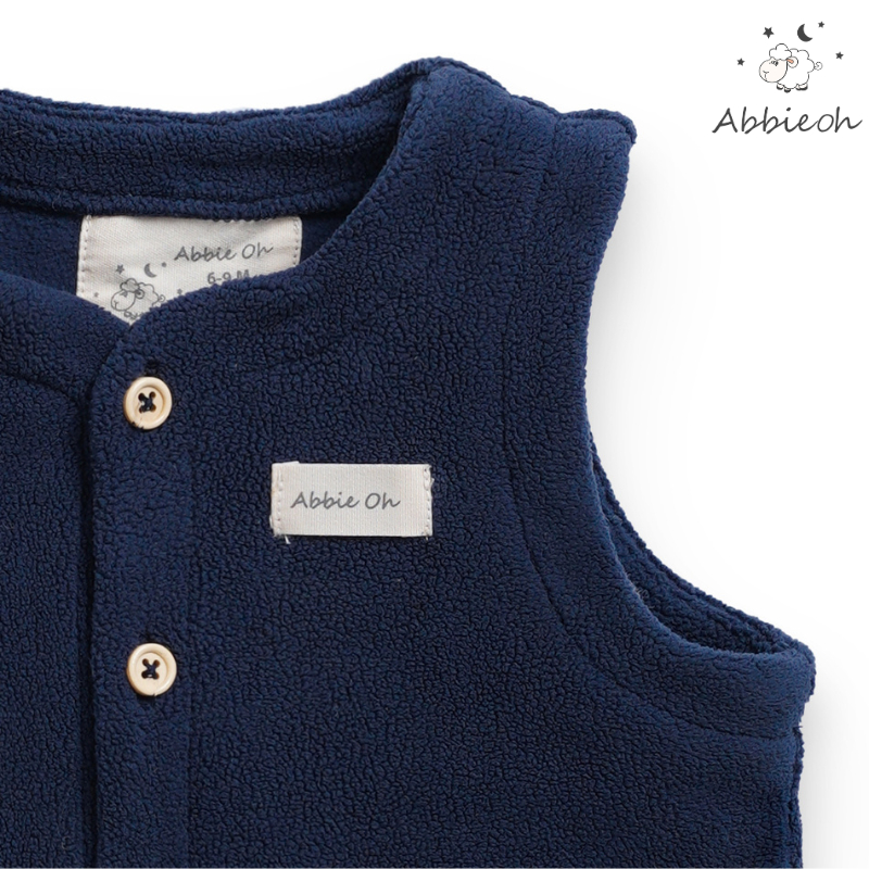 Áo gile lông cừu cho bé ABBIEOH phối túi phong cách Hàn Quốc 0-3 tuổi GL571
