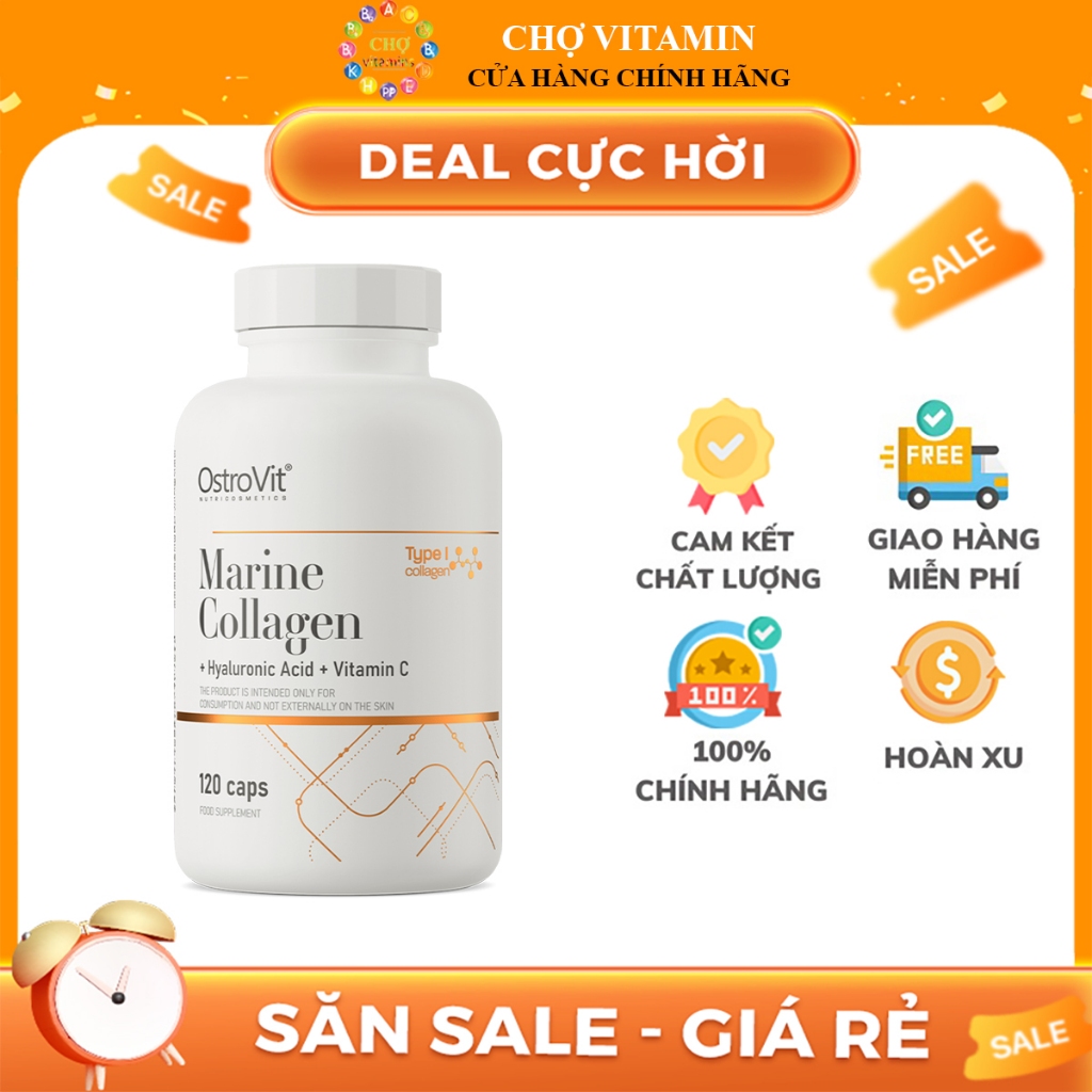 Viên Uống Đẹp Da Ostrovit Marine Collagen + Axit Hyaluronic + Vitamin C (120 Viên)