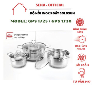 Bộ nồi inox đáy từ 5 lớp sử dụng trên mọi loại bếp Goldsun GPS1730