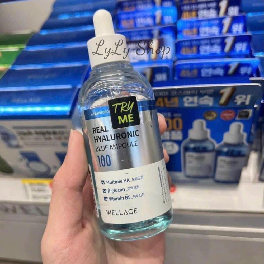 Tinh Chất Dưỡng Ẩm Wellage Real Hyaluronic Blue Ampoule 100, Serum phục hồi căng bóng, phục hồi da săn chắc Lylyshop