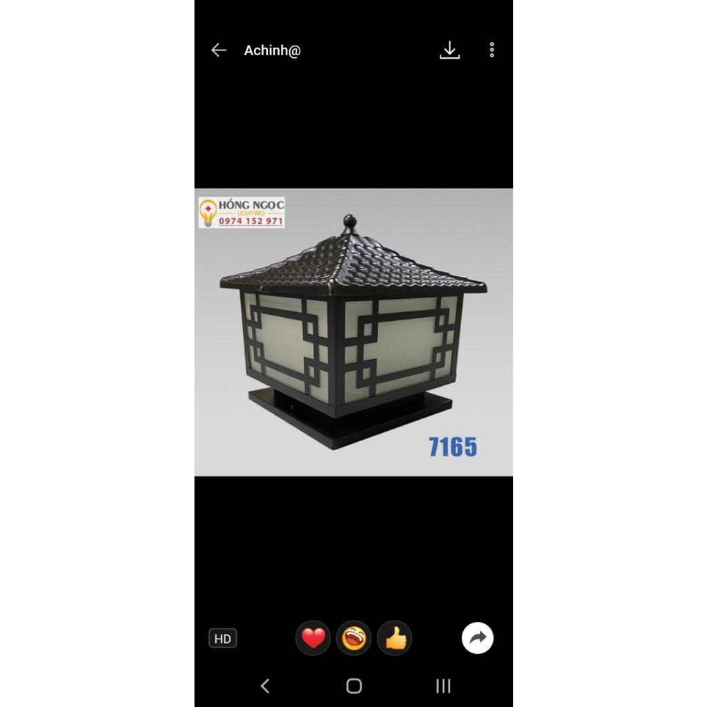 Đèn trụ cổng, đèn sân vườn cỡ 250mm và 300mm  - Tặng kèm bóng led