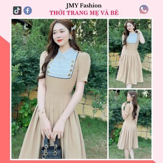 V378 Váy nâu cổ sơ mi công sở nữ tính đầm tiểu thư đi làm đi chơi siêu xinh