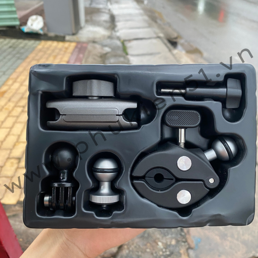 Kẹp kim loại Telesin 360 độ đa năng gắn ghi đông xe đạp xe máy gắn Actioncam, Gopro, Insta360 X2 X3 Ace Ace Pro