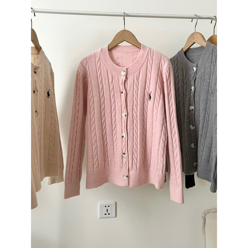 Áo cardigan len lông thỏ thêu ngựa chất dày hàng Quảng Châu