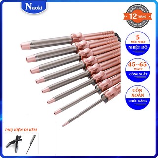 Máy uốn tóc xoăn lọn xoay trục màu hồng 360 độ máy làm xoăn tóc nhiều size